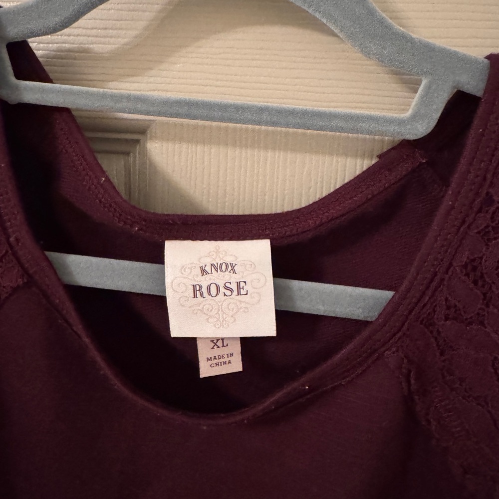 Knox Rose Deep Burgundy Lace Blouse